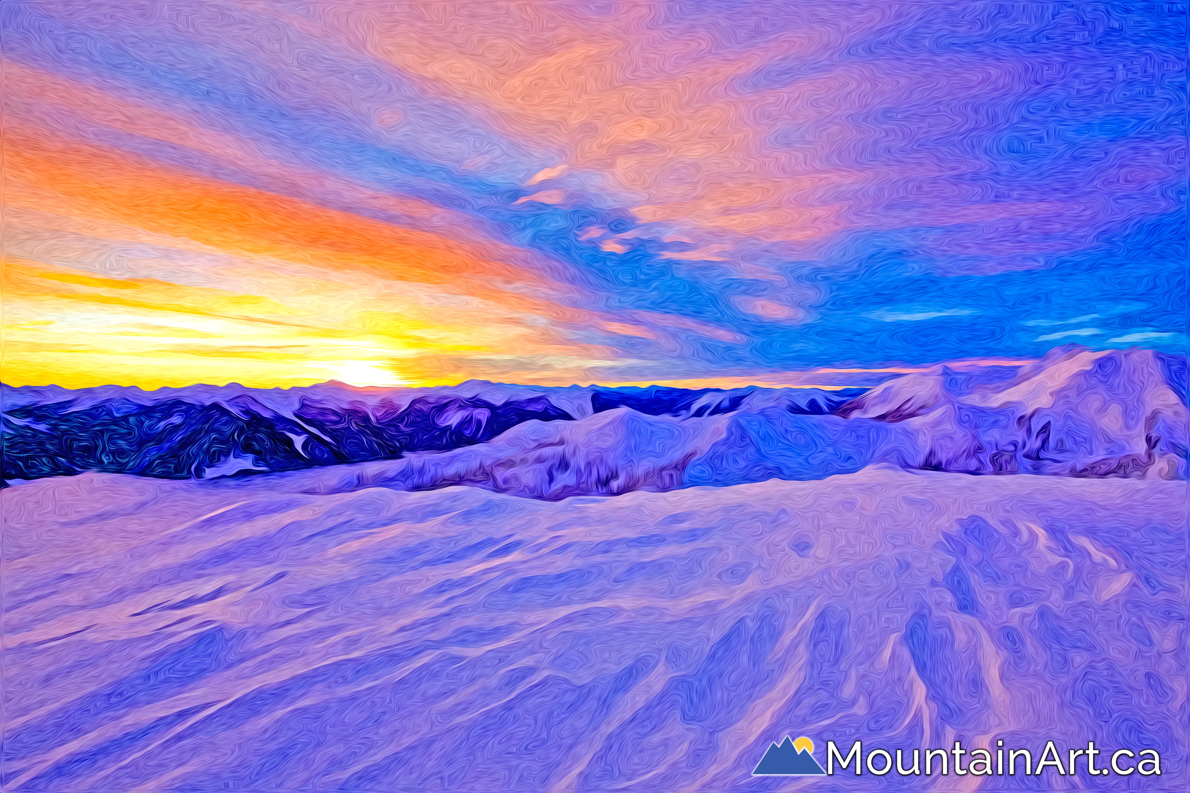 Peinture acrylique Montagne Alpenglow Paysage -  Canada