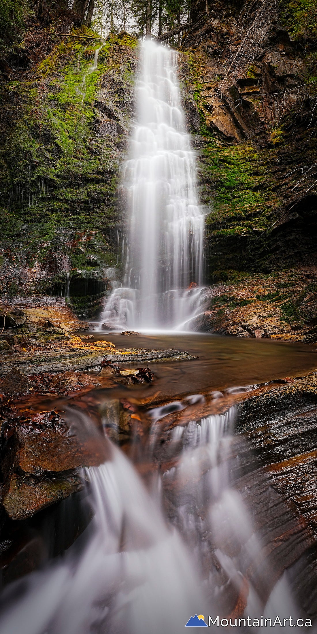 fletcher falls waterfall flowing kaslo bc canada