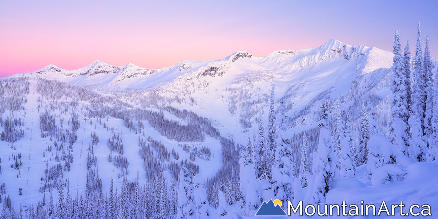  winter sunset alpenglow whitewater ski area ymir bowl nelson BC canada